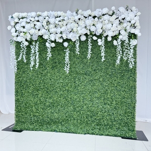 Barang ulang tahun pengantin wanita gulung latar belakang dinding bunga putih 8 kaki x 8 kaki panel dinding rumput palsu latar belakang untuk fotografi - Product Image 5