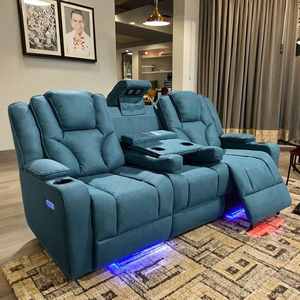 Modern Modular Convertible Air Leather Power Reclining <b>Sofa</b> Set with Led Light Headrest Bluetooth Speaker Living Room Furniture - Product Image 2