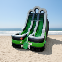 Château gonflable aquatique pour enfants, toboggan aquatique commercial gonflable à double piste avec piscine