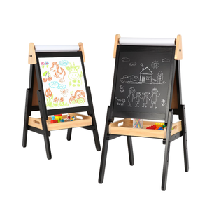 Easel Lukis Kayu 3 in 1 yang Dapat Disesuaikan Tingginya, Dua Sisi, dengan Nampan Kayu, Gulungan Kertas, Papan Tulis Magnetik & Papan Tulis Putih - Product Image 1