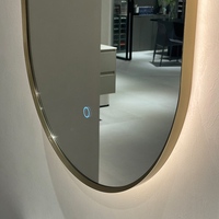 Miroir de salle de bain ovale à LED anti-buée, grand miroir de maquillage mural éclairé pour hôtel et toilettes