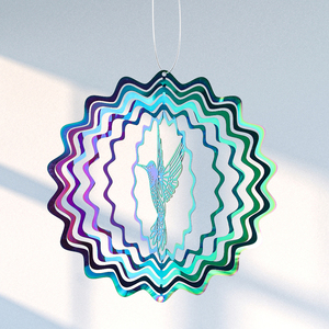 3d Kleurrijke Roterende Wind Spinner Kolibrie Roestvrij Staal Klokkenspel Tuin Opknoping Decor Hanger Vogel Afschrikmiddel - Product Image 6