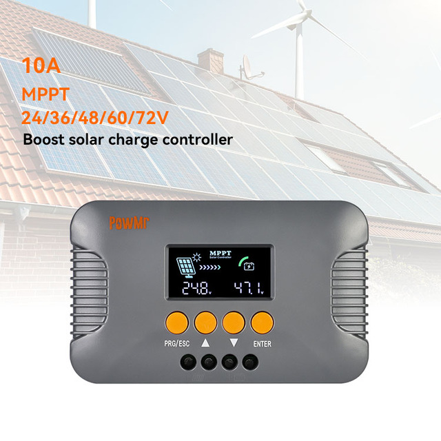 PowMr MPPT 10A 24/36/48/60/72V PV Solar Panel System Battery Regulateur MPPT Boost Solar Charge Controller