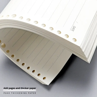 Carnet A6 à feuilles mobiles pour l'école, papier vierge quadrillé/à points, 60 feuilles, noyau intérieur, recharge double adhésive, vente en gros