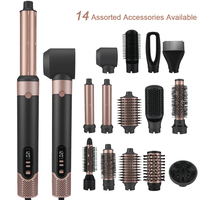Styler multi-cheveux 1600W, 110000 tr/min, styler à air chaud haute vitesse, affichage numérique, sèche-cheveux professionnel avec 14 accessoires