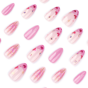 Pedido caliente de fábrica medio personalizado al por mayor palo en las <span class=keywords><strong>uñas</strong></span> francés diamantes de imitación amor <span class=keywords><strong>uñas</strong></span> postizas prensa en las <span class=keywords><strong>uñas</strong></span> de diseño - Product Image 2