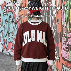 Prix bas, haute qualité, sweat-shirt unisexe en molleton français, impression personnalisée en relief, 100% coton, pull-over oversize - Product Image 4
