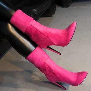 Botas Cortas Ajustadas de Talla Grande 47 para Mujer, Botas de Tacón de Aguja, Botas Sexys de Punta Puntiaguda hasta el Muslo - Product Image 1