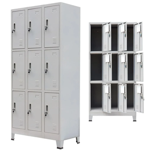 Armoire de rangement métallique moderne à 9 compartiments, démontable, pour atelier, personnel, vestiaire de salle de sport - Prix abordable - Product Image 1