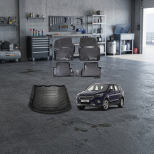 Vente d'usine – Tapis rectangulaire antidérapant 3D en PVC à motif pois pour Ford Kuga, avec support enduit de PVC + ensemble de tapis de coffre noir - Product Image 3