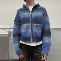 YSJY Fabricants de vêtements en tricot sur mesure, sweat à capuche court pour homme, style vintage, multicolore, entièrement zippé, en polaire duveteuse et fourrure