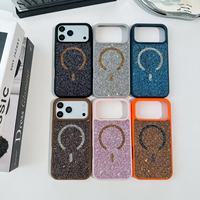 Étui de téléphone magnétique de luxe scintillant avec diamants pour Apple iPhone 17AIR 16plus 15plus 14 13 12 11, coque antichoc magnétique pour mobile
