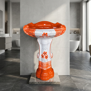 Lavabo sur pied carré moderne en surface solide, exquis, pour hôtels, salles de bain, centres commerciaux et projets de construction - Product Image 2