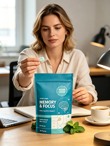 Memory &amp; Focus Herbal Gummies, Brain Cognitive Support <strong>Supplement</strong> With Ginkgo Bacopa Monnieri <strong>Vitamin</strong> <strong>B</strong> <strong>Complex</strong>, Mint Flavor - Product Image 3