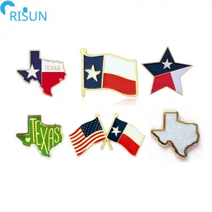 Customized Enamel US United States Texas Flag Map Enameled Metallic Pins Lapel Pins Badges Brooches Custom Texas Enamel Pin