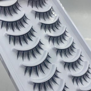 Pack de 10 paires 046 #   Cils synthétiques naturels épais style petite démonièse <span class=keywords><strong>manga</strong></span> pour maquillage de fille mignonne, look occidental léger - Product Image 1