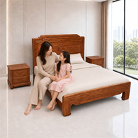 Cadre de lit double en chêne massif de style chinois moderne, durable, avec tête de lit sculptée pour la maison, l'hôtel, la villa, la chambre à coucher