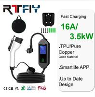 Vente flash : Station de recharge portable pour véhicules électriques de type 1 16A avec écran, application intelligente pour la maison, chargeur mobile pour véhicules électriques 3,5 kW, certifié CE