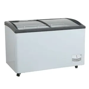 Cheap Price Commercial Sliding Curved Glass Door Ice Cream Chest Freezer 358