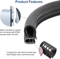 Bande de protection de porte en acier découpé et soudé en forme de U, joint de protection contre les intempéries pour porte de bus/camping-car, côté/haut, écologique, noir