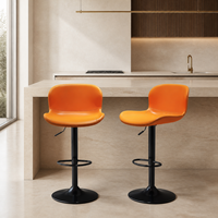 Ensemble de tabourets de bar en cuir PU avec structure métallique, hauteur réglable, repose-pieds pivotant, dossier moderne, sans accoudoirs, pour îlot de cuisine
