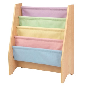 Libreria Moderna in Legno per Bambini a 4 Ripiani con Rivestimento in Tessuto, Scaffale per Libri per Neonati e Bambini, Porta Libri per Bambini - Product Image 4