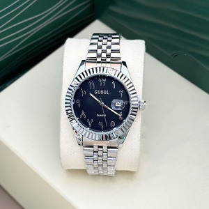 Reloj Automático de Estilo Ejecutivo con Bisel Estriado, Cristal de Zafiro, Ventana de Fecha, Brazalete de Acero Inoxidable, Reloj para Hombre - Product Image 3