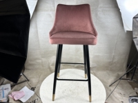Tabouret de bar en velours scandinave de luxe, base en métal avec coussin de siège, tabourets de bar personnalisés pour la maison, le commerce et les restaurants