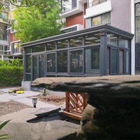 Moderna Sala de Estar de Aluminio con Doble Vidrio Templado Low-E, Insonorizada, Aislada, Impermeable, con Puerta Corredera Panorámica Sellada