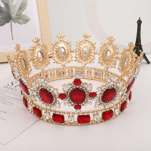 Eur-America Round Diamond Crown Headpieces Luxe Alliage Rétro Couronne Mariage Pageant Couronne Haute Qualité Exquis Princesse Diadème - Product Image 3