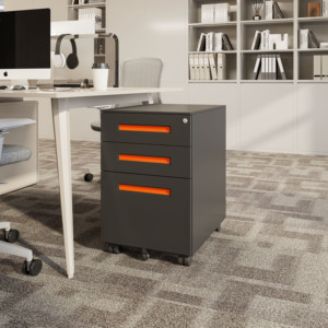 Con lăn chuyên nghiệp di chuyển kim loại Tủ hồ sơ với 3 ngăn kéo, ngăn kéo loại khóa cơ chế và dễ dàng di chuyển để sử dụng hàng ngày - Product Image 4