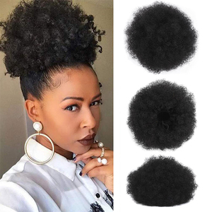 Extension de <span class=keywords><strong>chignon</strong></span> afro bouclé <span class=keywords><strong>court</strong></span> avec cordon de serrage, queue de cheval synthétique et postiches <span class=keywords><strong>chignon</strong></span> - Product Image 1
