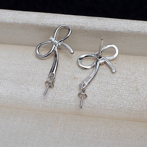 Aretes de Plata S925 con Lazo, Personalizados, 5-8 Pares, Perlas, Soporte Vacío para DIY, Accesorios de Moda, Aretes Colgantes 4144 - Product Image 4
