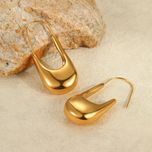 2025 moda nueva Alta Calidad Acero inoxidable geométrico declaración pendientes de aro 18K PVD textura elegante joyería inusual - Product Image 5