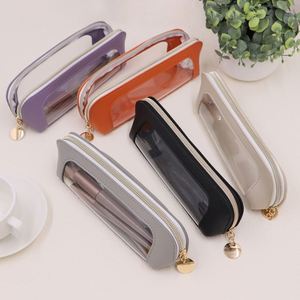 Custom6 COLORS Durable Fashion PVC Zipper Water Resistant <b>Makeup</b> Brushes Pouch <b>Bag</b> <b>Transparent</b> Window Travel Cosmetic Brush Case - Product Image 2