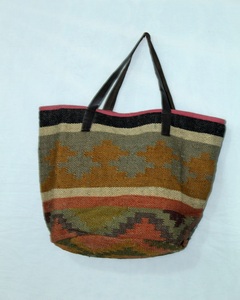 Best Handmade Geometric Indian Boho Jute Tote Bags Women Cotton Jute <b>Strap</b> Vintage Style Open Closure Clutch <b>Shoulder</b> Bag - Product Image 1