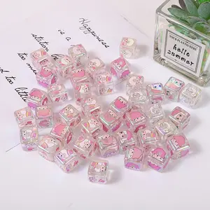 Diy Sieraden Maken Acryl Bubble Maat Transparant Vierkant Uv Vergulde Suikerklontje Kralen Transparant Diy Handgemaakte Losse Kralen