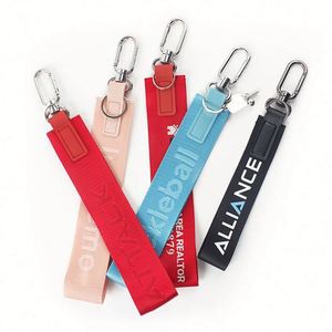 High Quality <b>Key</b> <b>Chain</b> Custom Carabiner Buckle Fashion Logo Woven Embroidered Short Lanyard for Gift Cup Keychain - Product Image 6