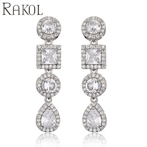 RAKOL EP1129 Fine Jewelry Women 18k <b>Gold</b> Plated Teardrop Wedding Luxurious Crystal Cluster <b>Earrings</b> <b>Studs</b> - Product Image 2
