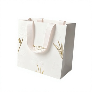 High Quality Exquisite Reusable Gift <b>Bag</b> With Gold Embossing Ribbon Handle Art Paper <b>Craft</b> <b>Bag</b> For Gift Packaging - Product Image 1