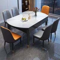 Table à manger de style moderne minimaliste avec plateau en marbre et structure en bois, forme carrée et ronde, double usage, BTDT005, pour la maison ou le restaurant