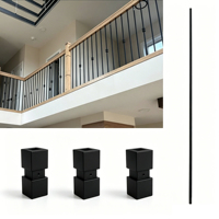 Manchons carrés noirs dorés LD-Metal 1/2 po pour balustres, balustrades, rampes intérieures et décoration d'escaliers
