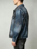 Veste en jean épaisse personnalisée pour homme, veste jacquard bicolore, streetwear vintage, veste unisexe, fabricant en gros