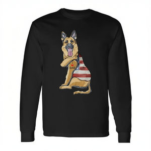 Camiseta de manga larga con estampado digital de perro pastor alemán, I Love Dad, para el Día del Padre, unisex, para adultos, con cuello redondo - Product Image 3