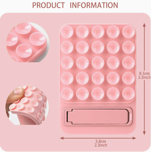 เคสโทรศัพท์มือถือแบบซิลิโคนพร้อมจุกดูดอเนกประสงค์ แผ่นรองหลังแบบซิลิโคนพับได้ ขาตั้งซิลิโคนแบบติดกระจก ติดตั้งง่าย ไม่ลื่น ใช้เป็นขาตั้งบนโต๊ะได้ - Product Image 5