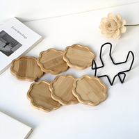 Sous-verre personnalisé en marbre et bois d'acacia, support minimaliste pour sous-verre en bois, uniquement pour sous-verre à café, forme de fleur en bois
