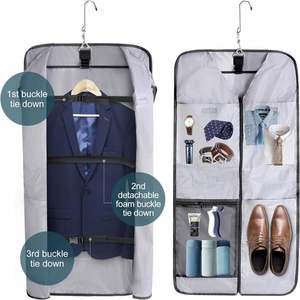 Free Sample Portable Nylon Garment <b>Bag</b> with Zippers <b>20L</b> Foldable Dust-Proof Suit <b>Bag</b> for Hanging Clothes and Travel - Product Image 3