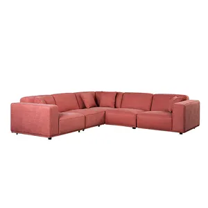 5 seater sectional colorful living room furniture modern l shaped corner couch fabric sofa with royal