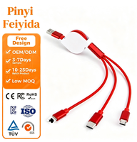 Câble de charge USB rétractable 3-en-1 multi-embouts TPE 3A à charge rapide et synchronisation des données, Micro USB Type C 8 broches, logo personnalisé pour téléphone