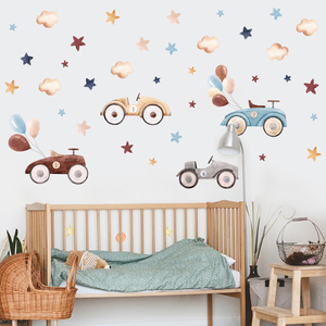 Dibujos animados coche clásico nube dúo estrella pegatinas de pared dormitorio de los niños sala de estar decoración papel tapiz autoadhesivo pegatinas de PVC - Product Image 3